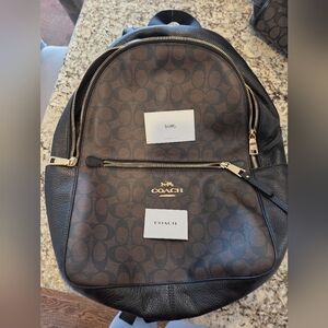 Coach Signature Brown and Black Backpack